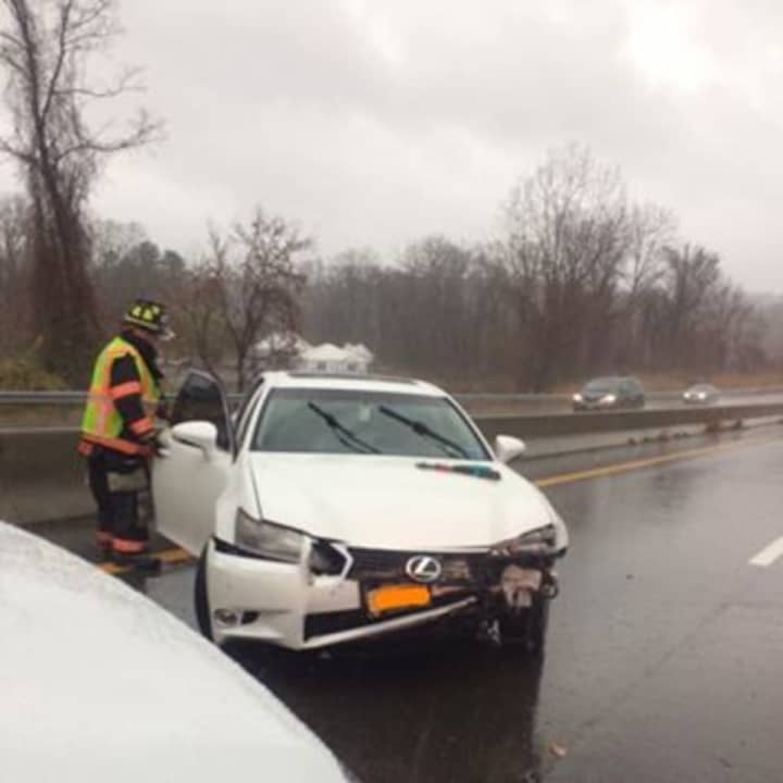 Emergency responders in Croton on Tuesday battled heavy rains while responding to three car crashes in the village.