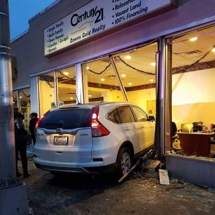 A driver drove his SUV through a Yonkers storefront on Tuesday.