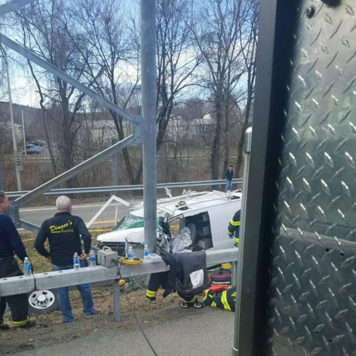 Firefighters were dispatched to Route 9, where a man was entrapped after a car crash.