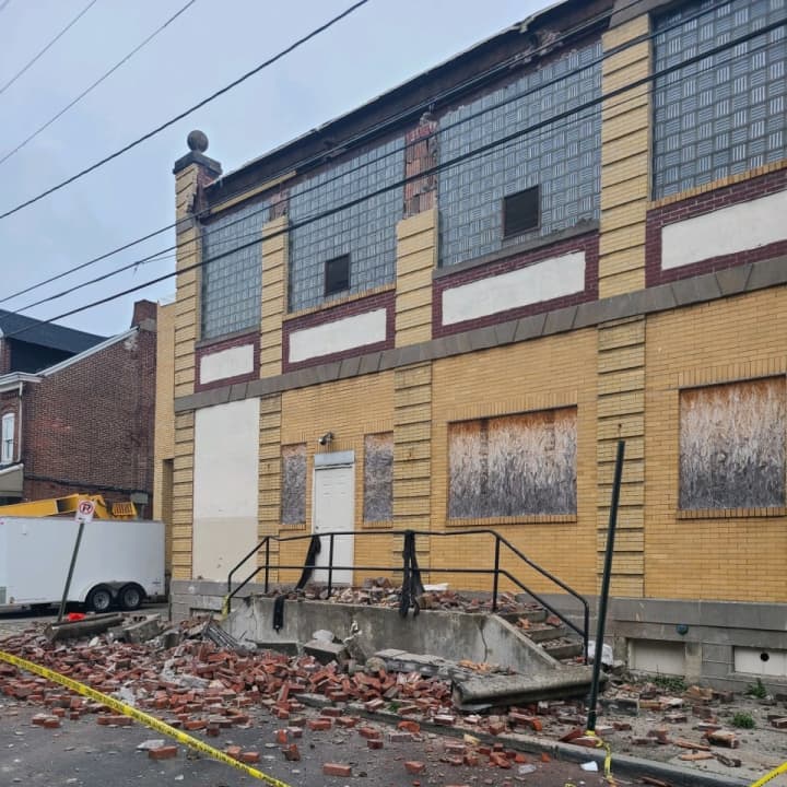 A partial building collapse closed North New Street in Allentown Monday morning.