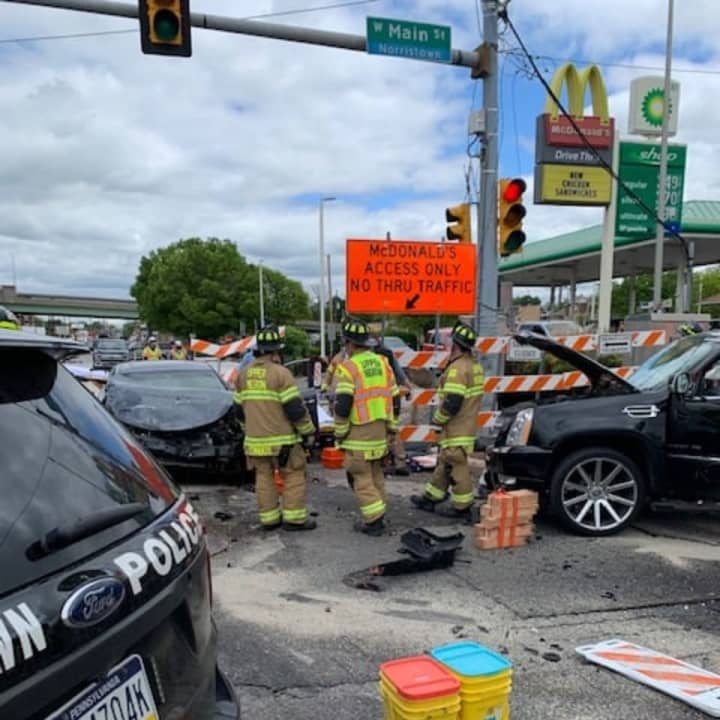 One driver was extricated from their car following a multi-vehicle crash at a Norristown intersection Monday afternoon.