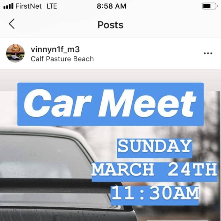 The Instagram post inviting people to the car meet.