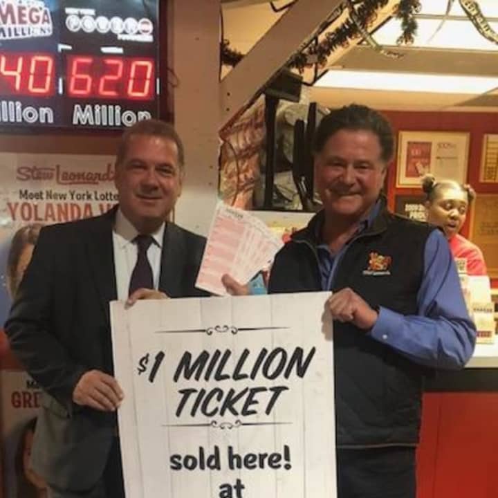 Yonkers Mayor Mike Spano and Stew Leonard Jr., are excited about the Yonker&#x27;s winner of $1 million