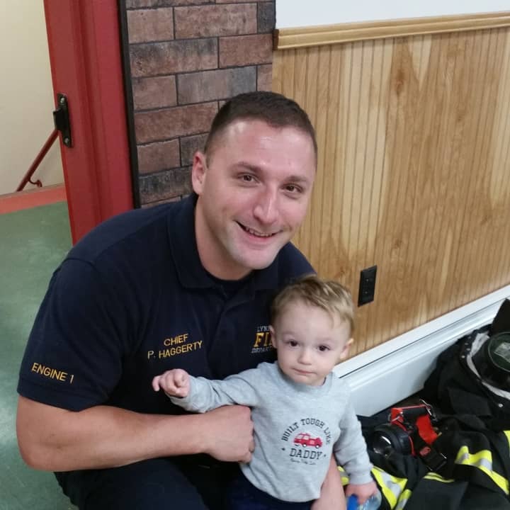 Lyndhurst Police Chief Paul Haggerty with his 18-month-son, Paul Joseph.