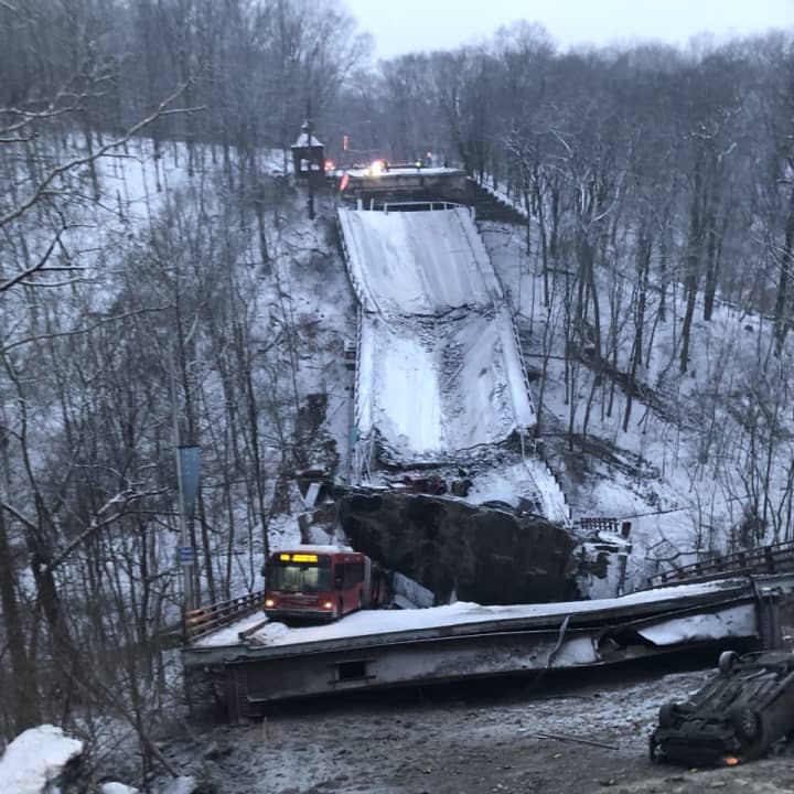 Bridge collapse into Frick Park in Pittsburgh