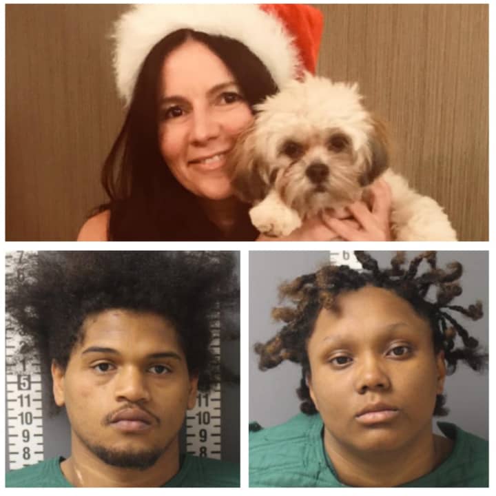 Halley Tejada (bottom left) and Kensly Alston (bottom right) who are accused of killing Nadia Vitels (top), stuffing her in a duffle bag, shoving it in a closet, stealing her Lexus, and crashing the car in Pennsylvania.