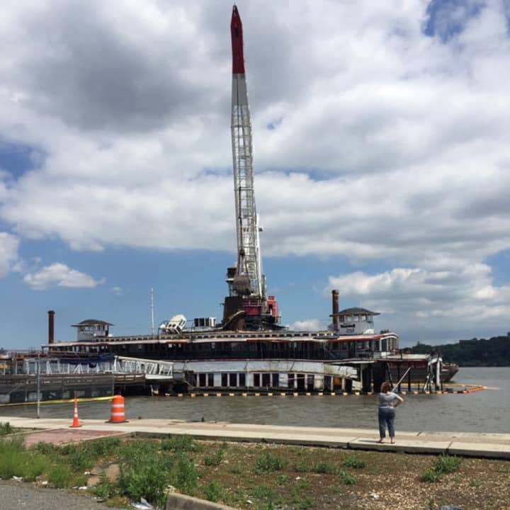 A crane looms over The Binghamton in Edgewater.