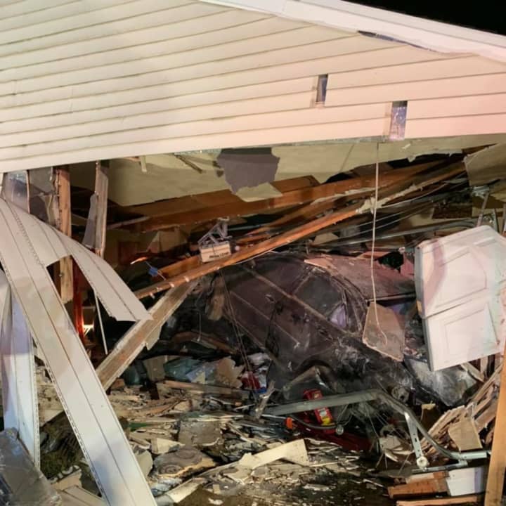 A car slammed into a house in Northampton County over the weekend, prompting an efficient response from several surrounding rescue crews, authorities said.