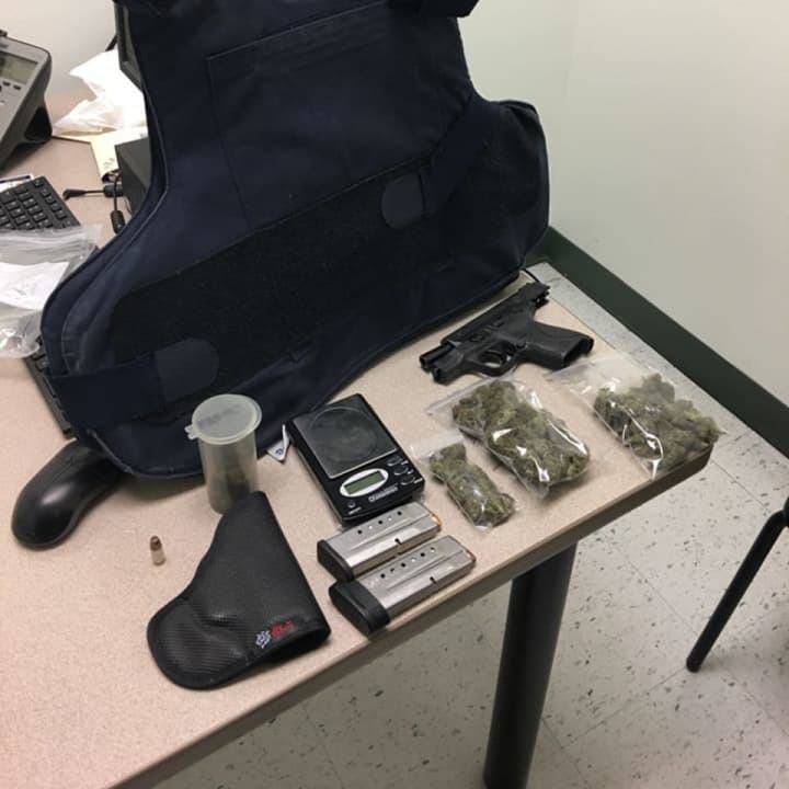 Norwalk Police located marijuana, a gun and a bulletproof vest in a car last week
