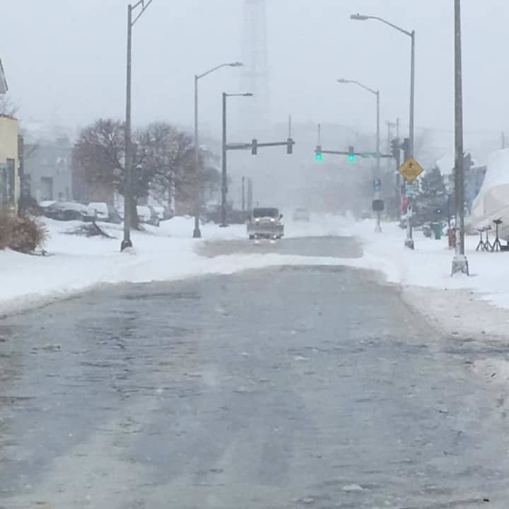 Part of Water Street in Norwalk is closed due to flooding Thursday afternoon