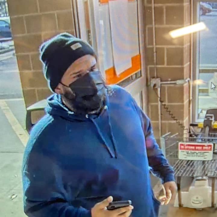The Enfield Police Department is looking for assistance in identifying the male suspect pictured who fraudulently used a credit card to make purchases at Home Depot