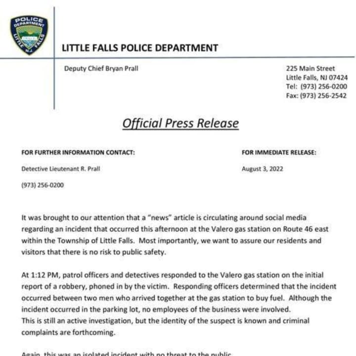Little Falls Police Department release