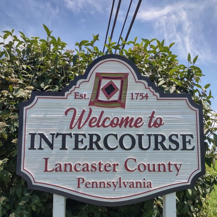 The frequently stolen &quot;Welcome to Intercourse&quot; sign.