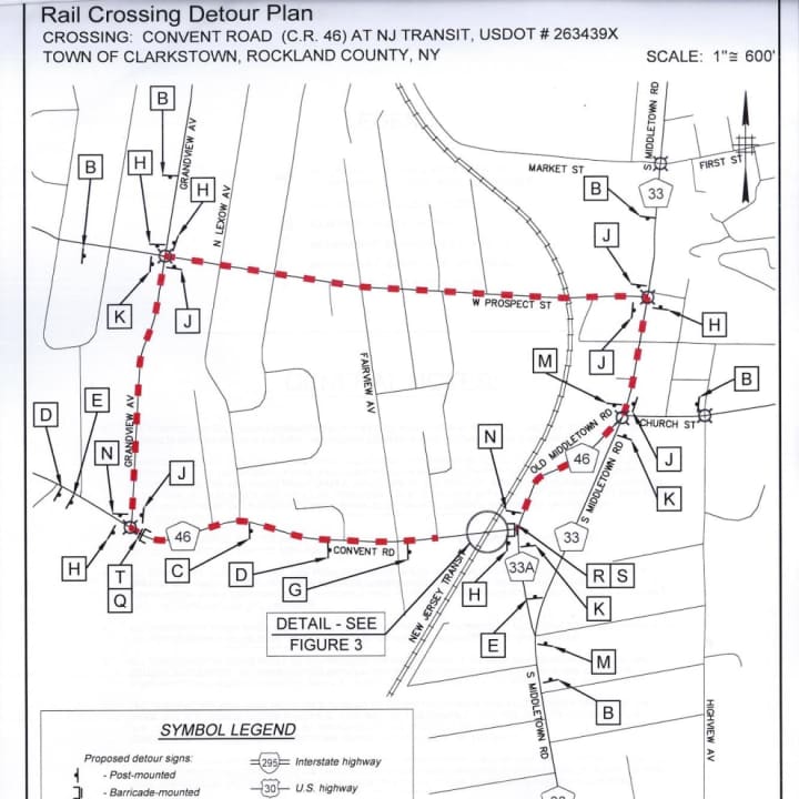 There will be roads closed in Rockland County during railroad crossing work.
