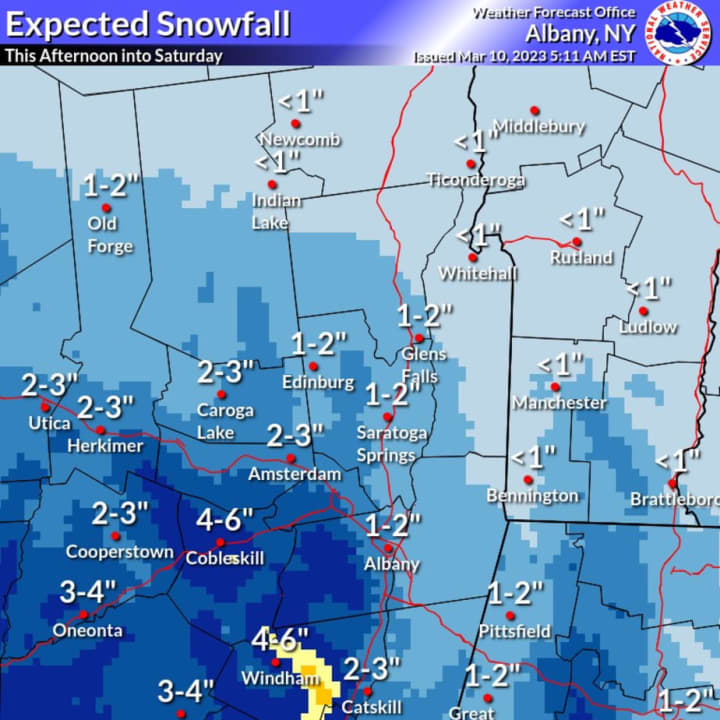 A look at snowfall projections from the National Weather Service.