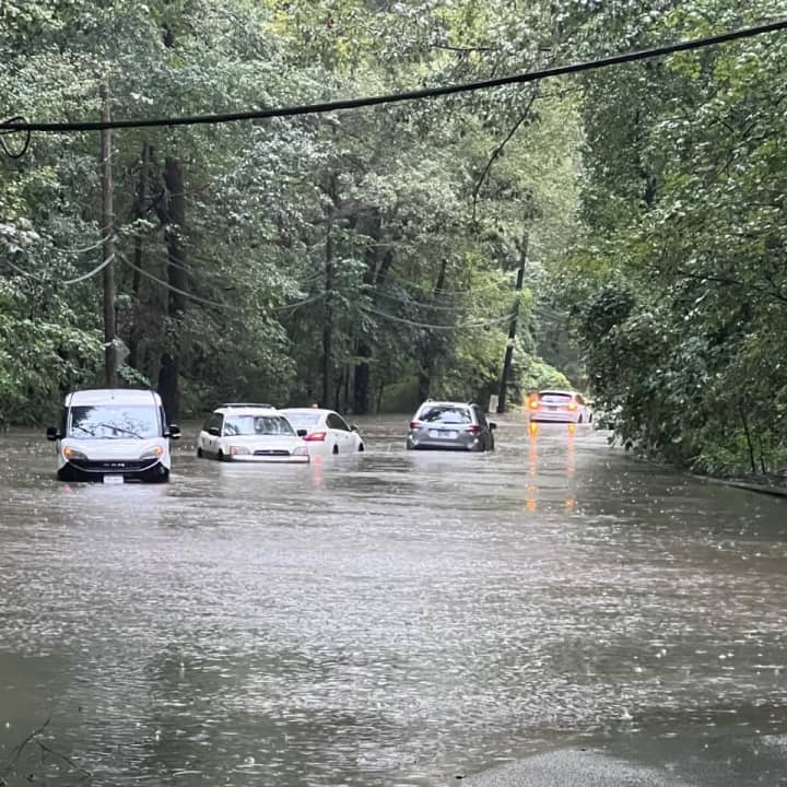 The storm caused countless roads in Westchester to flood, including Pinebrook Boulevard in New Rochelle.