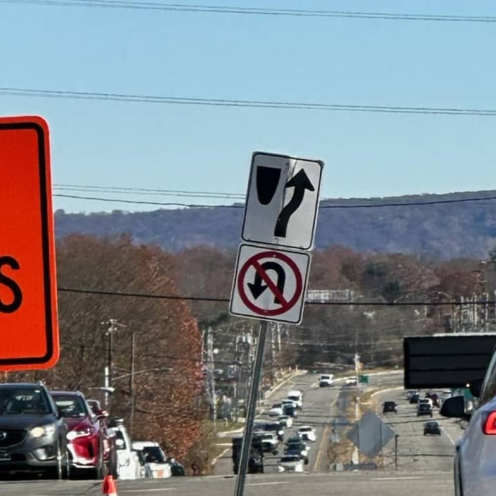 A "No U-Turn" sign has been installed by the NJDOT at the North Beverwyck Road intersection along Route 46 in Parsippany.