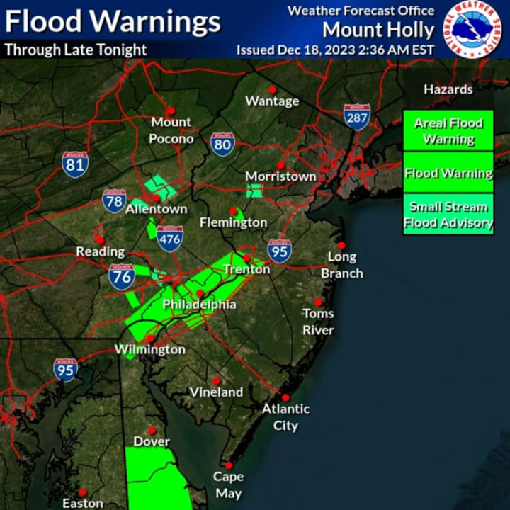 Flood warnings across New Jersey