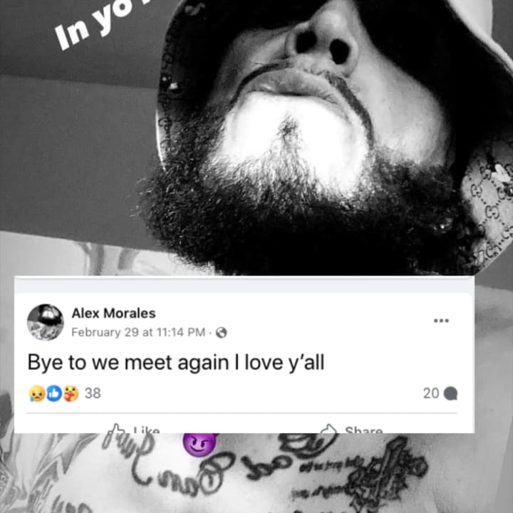 Alex Morales shared this post on Facebook before he is believed to have killed himself and his girlfriend, Kathy Andujar.