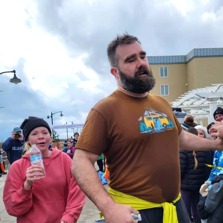 Philadelphia Eagles center Jason Kelce taking part in the 16th Annual Mike’s Seafood Run Walk for Autism in Sea Isle City, NJ, on Saturday, Feb. 17.