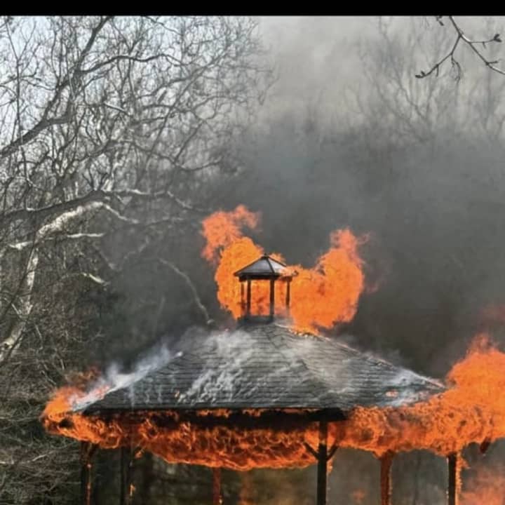 A gazebo was engulfed in flames in High Bridge.