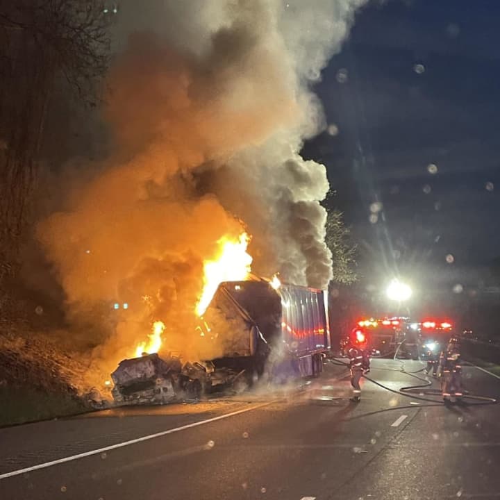 The scene of the truck fire on I-270