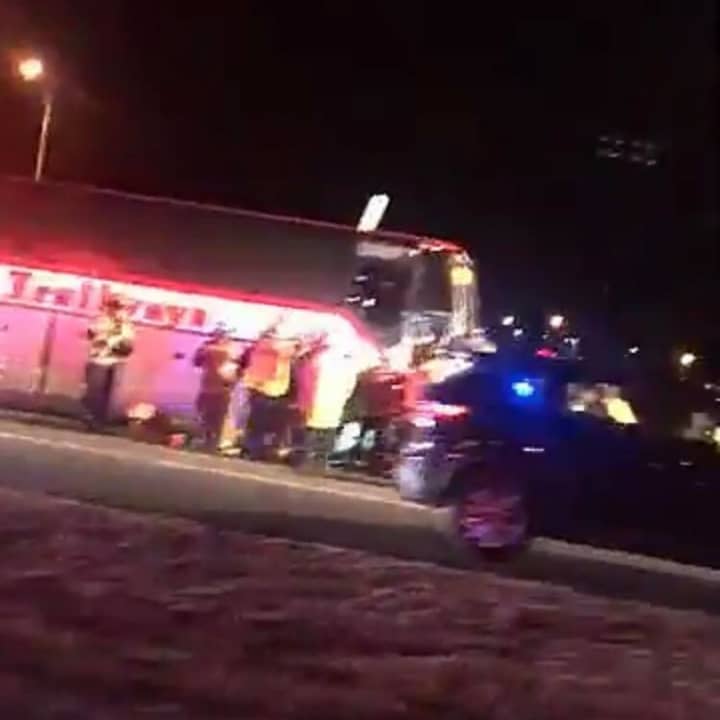 One dead and dozens injured in Route 80 tour bus crash