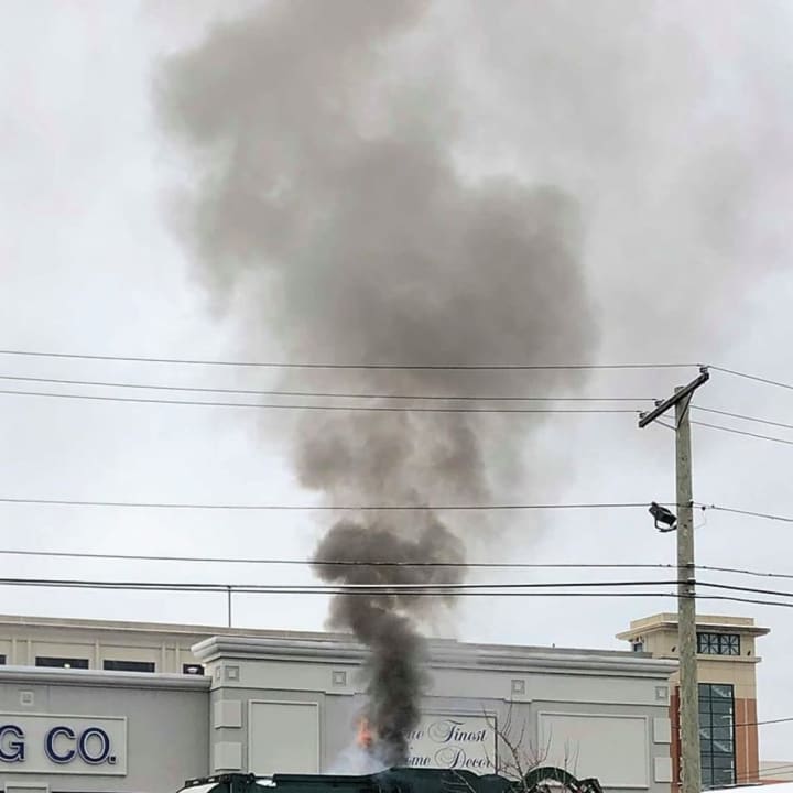 Garbage truck fire, Route 4 store, Paramus