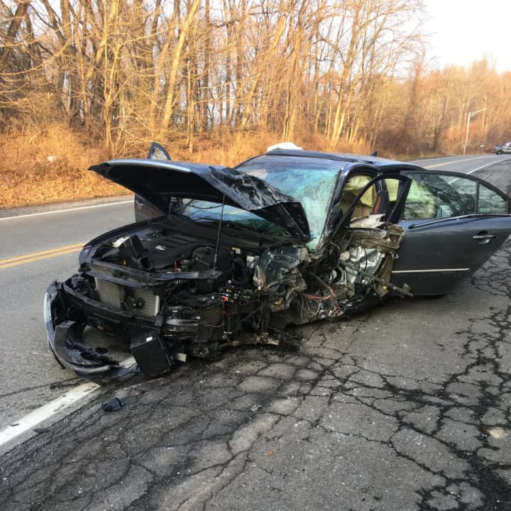A woman was rushed to Westchester Medical Center after a serious two-vehicle crash that has shut down Route 304 in New City.