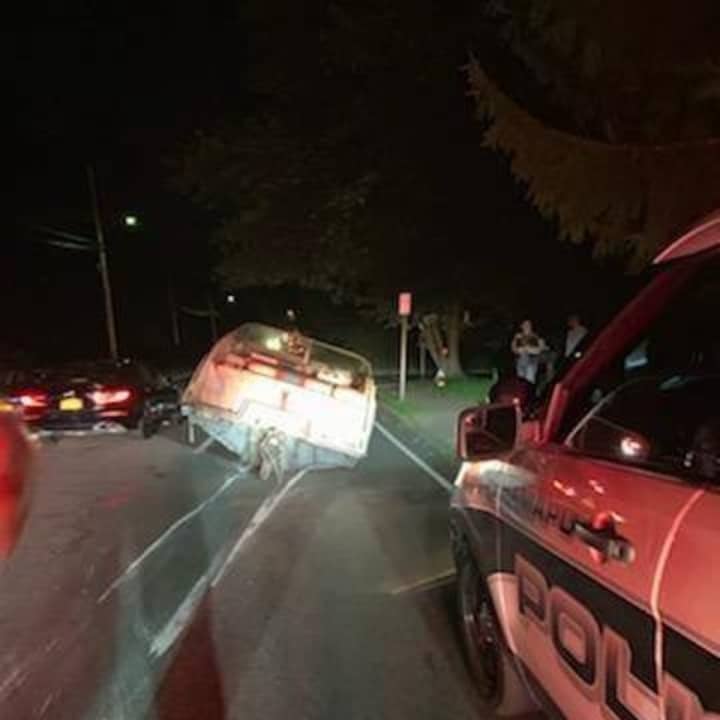 Police in Ramapo helped remove a boat that was left abandoned in the middle of the road.