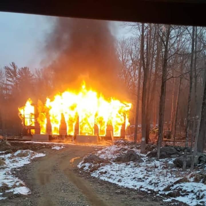 A home under construction in Putnam Valley was engulfed by flames.