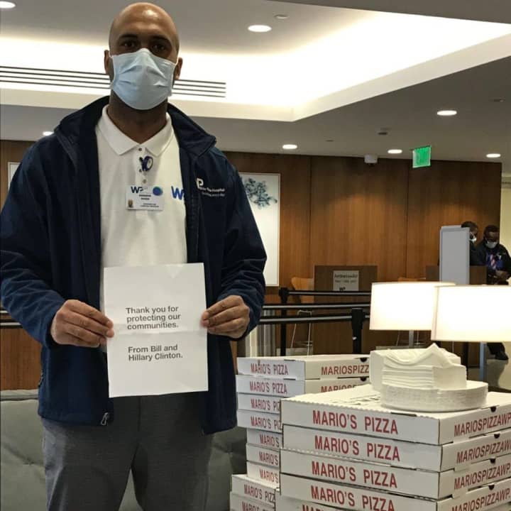 Bill and Hillary Clinton had pizzas delivered to Westchester hospitals amid the COVID-19 outbreak.