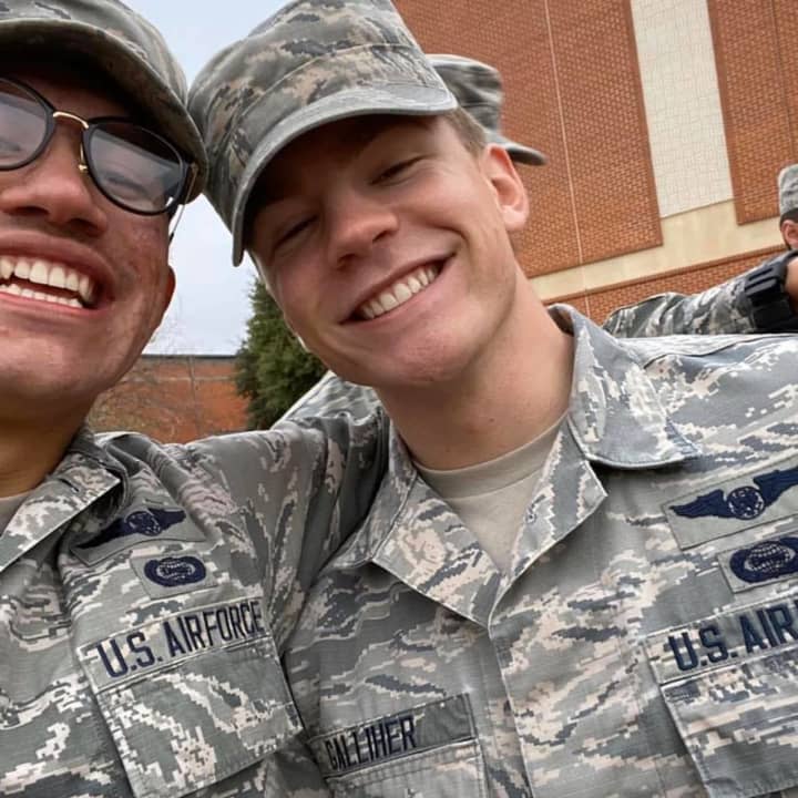 US Airman Jake Galliher, right, was killed during a training mission this week in Japan when the Osprey aircraft he was aboard crashed during a training exercise.&nbsp;