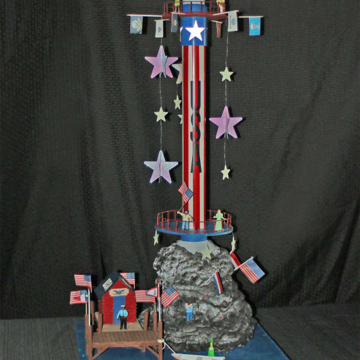 Charlie Weeks of Bethel created this patriotic lighthouse for the contest at the Maritime Aquarium at Norwalk.
