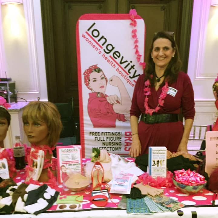 Owner Arline Schwechter displayed some of Longevity&#x27;s products at a breast cancer awareness event Oct. 13 at Holy Name Hospital in Teaneck.