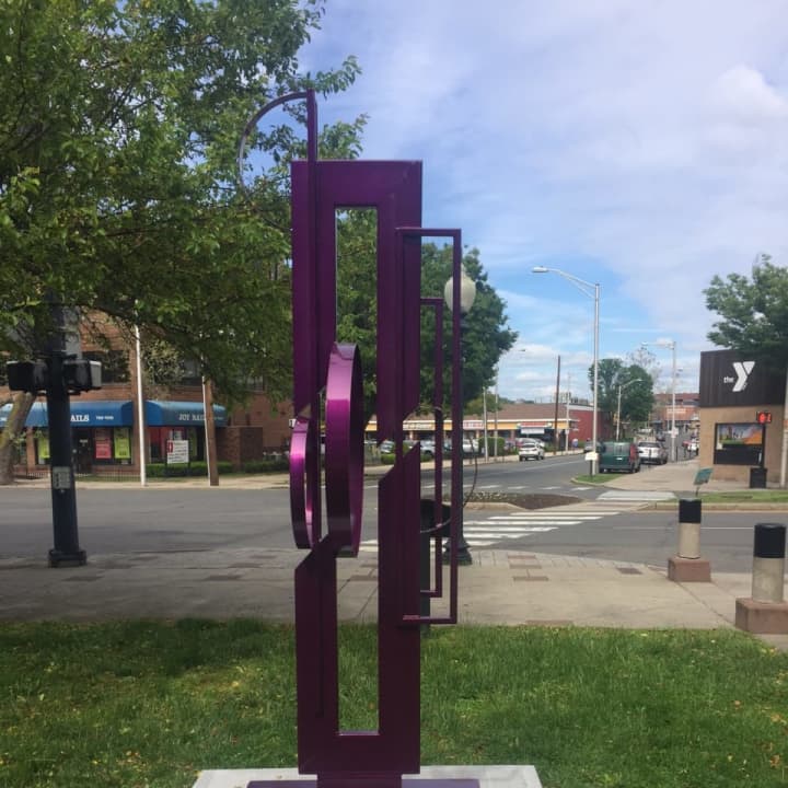 This is one of the sculptures that has been installed along Main Street at Elm Street in downtown Danbury,.