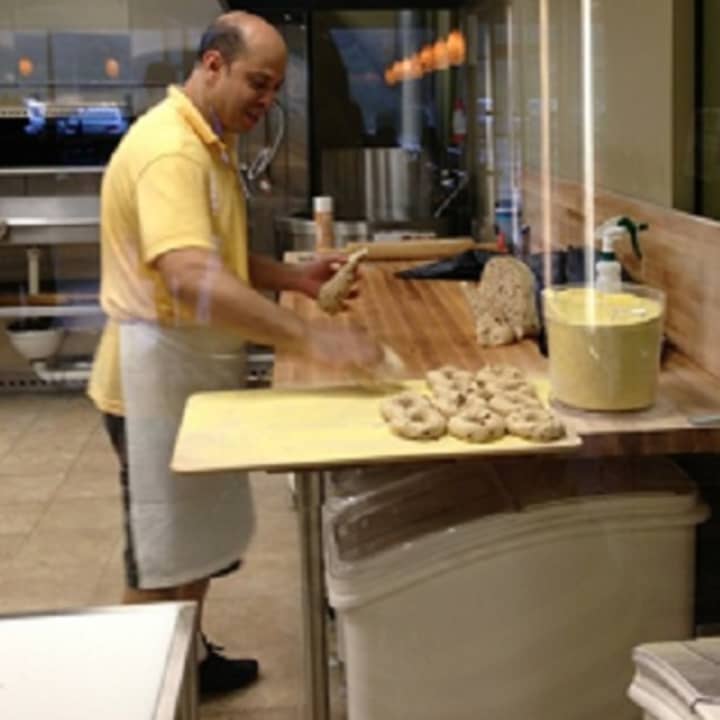 Making the bagels at Bagel World Café in Wappingers Falls.