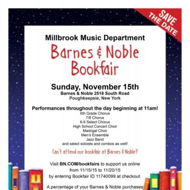 A percentage of Barnes &amp; Noble purchases throughout the day will benefit the Millbrook Music Department