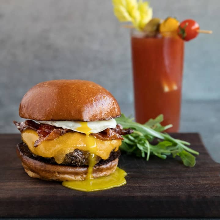 Brunch burger and Bloody Mary at City Perch Kitchen + Bar.