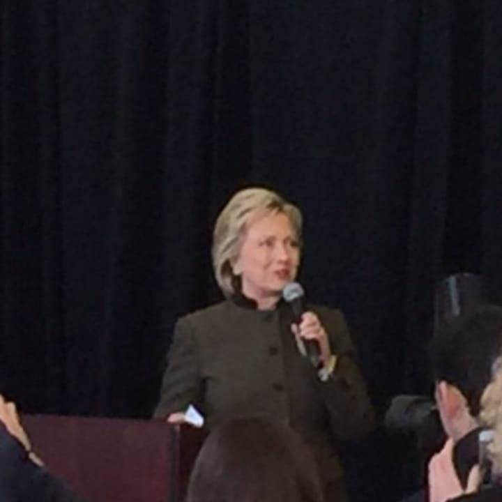 Democratic presidential hopeful Hillary Clinton speaking at a fundraiser in White Plains on Thursday.