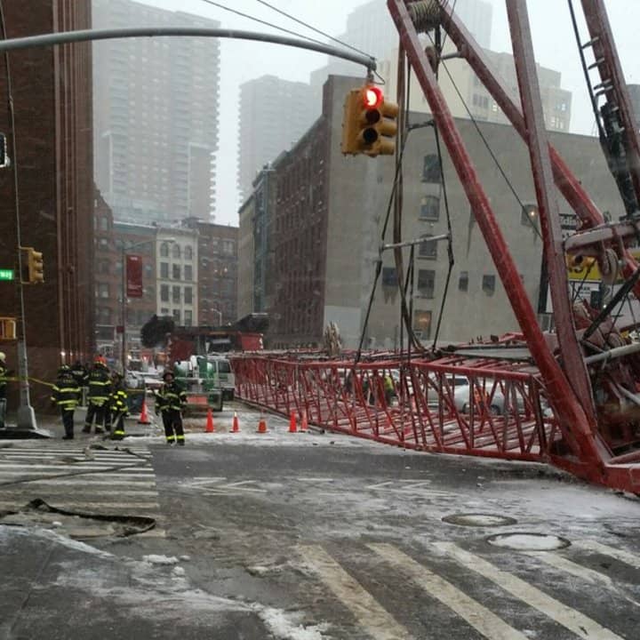 A crane collapsed in TriBeCa on Friday morning.