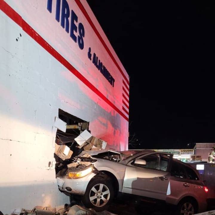 A driver slammed into the side of a business after losing control of the vehicle.