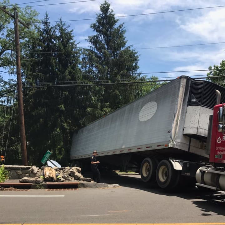 The outcome of a truck accident on Thursday on Lake Avenue in Greenwich.