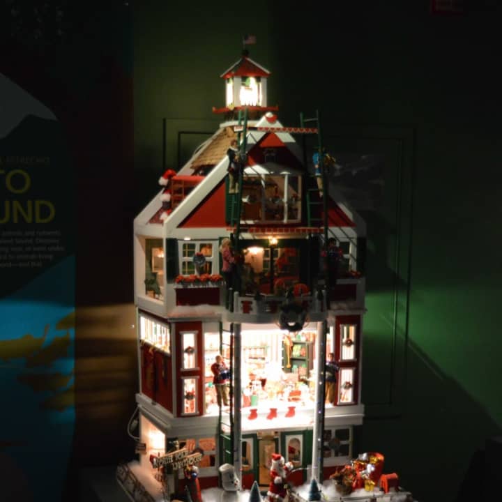 &quot;The North Pole Lighthouse&quot; by Norwalk&#x27;s Jo Stecker was one of the many lighthouses on display at the Maritime Aquarium in Norwalk Friday.