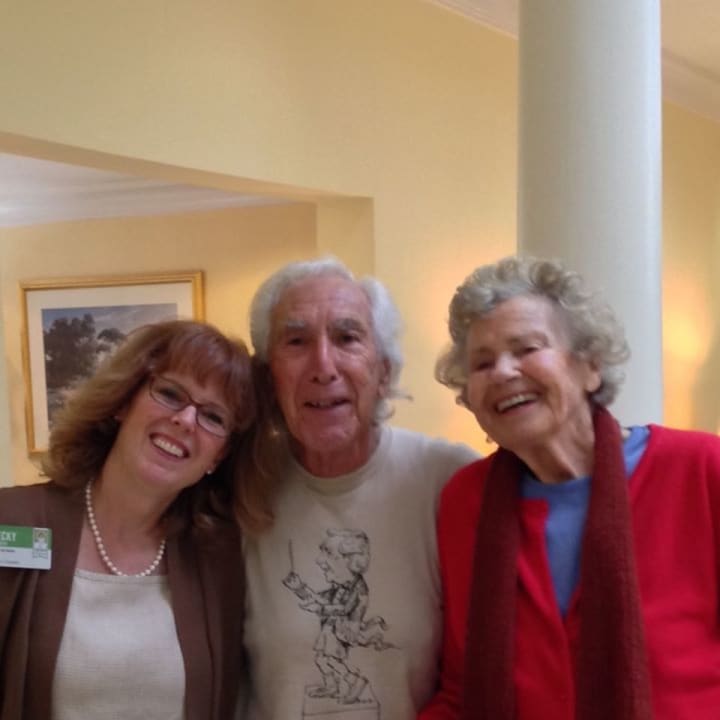 Left to right: Becky Gallucci, Engage Life Director, Atria Darien; David Dworkin, creator of Conductorcise; and Atria Darien resident and International Council of Active Aging champion, Joan Tweedy