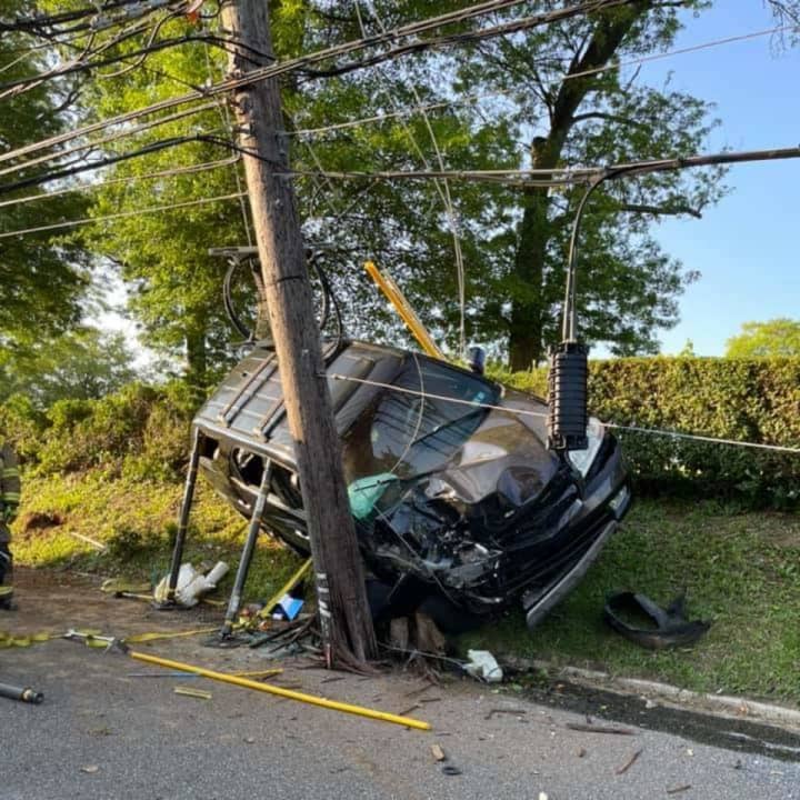 A car into a utility pole on Derry Street in Harrisburg.