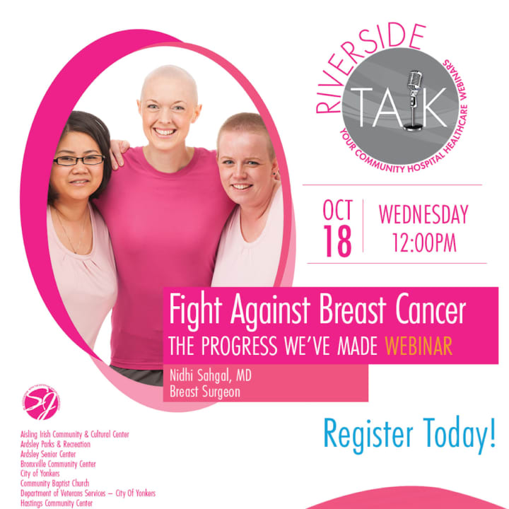 Join St. John&#x27;s Riverside Hospital for a webinar on the fight against breast cancer on October 18, 2023.