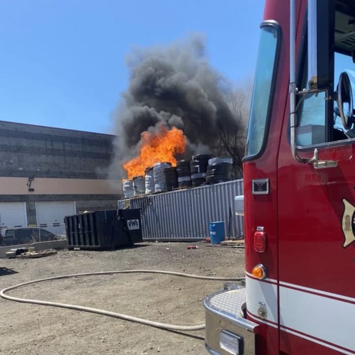 A 40-foot container of rolled electrical conduit caught fire in Norwalk on Monday, May 9.