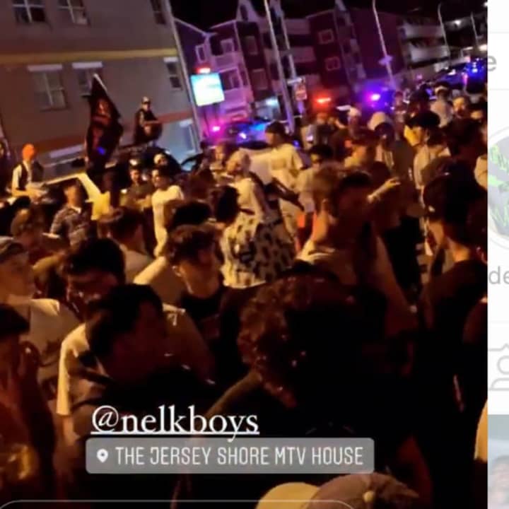 YouTube group &quot;Nelk Boys&quot; drew large crowds at the Seaside Heights how they were renting on Monday evening, pending the release of new merchandise on their website.