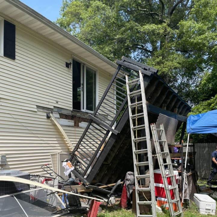 The scene of the deck collapse.